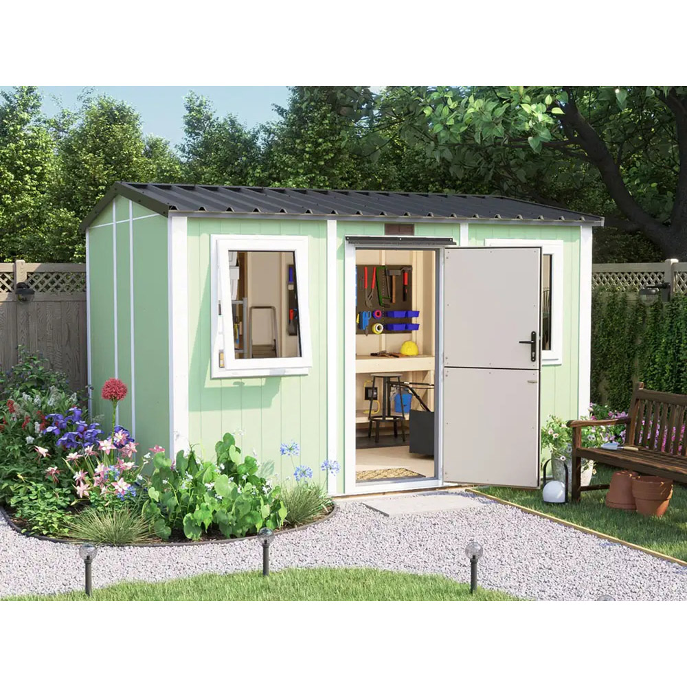Dunster House Composite 10 x 12ft Green Apex Garden Workshop Image 3