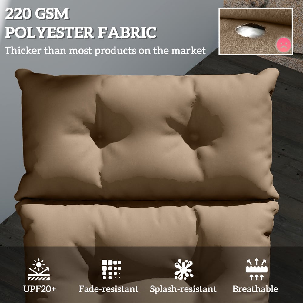 Outsunny Khaki Sun Lounger Cushion 190 x 56cm Image 4