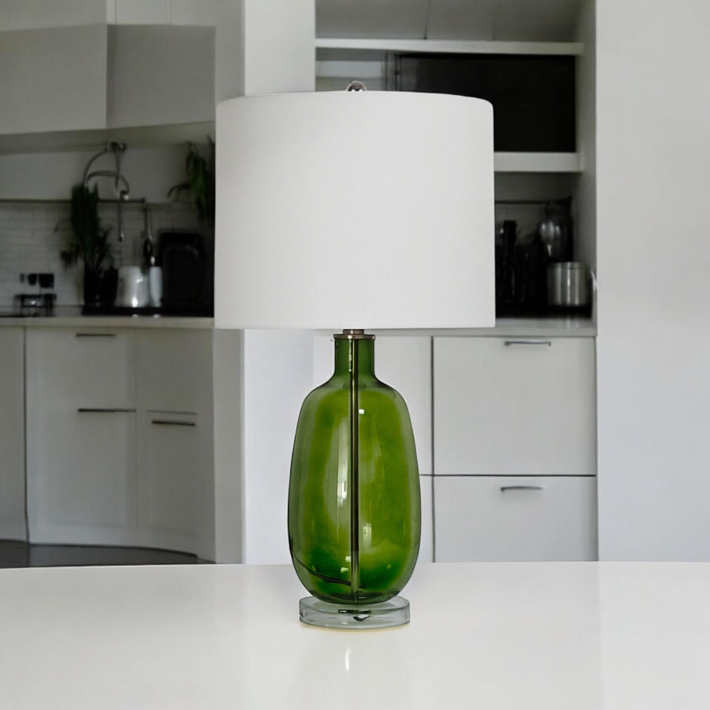 Acacia Home White and Green Ceramic Table Lamp 62cm Image 2