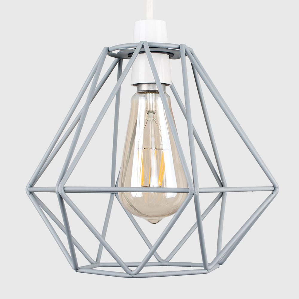 ValueLights Diablo Grey Industrial Wire Frame Pendant Shade Image 3