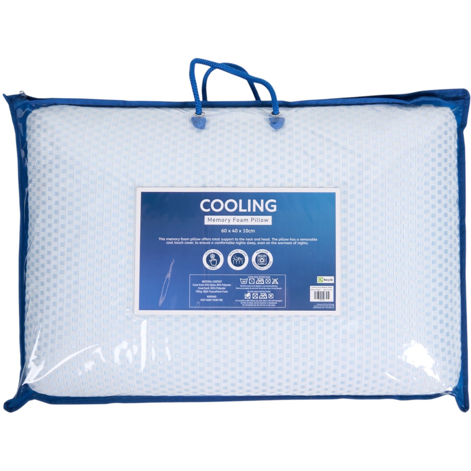 Cooling Memory Foam Pillow - Blue Image 1