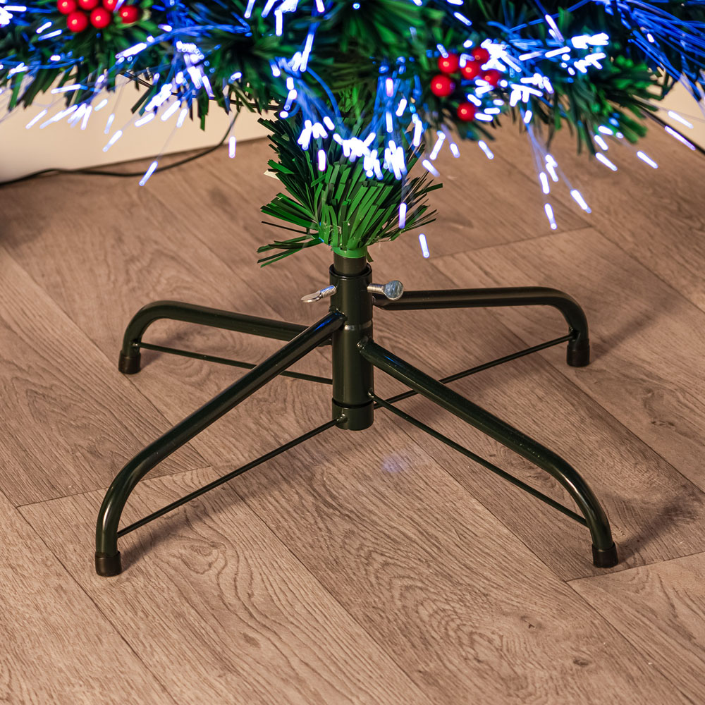 The Christmas Centre Warm White LED Green Fibre Optic Artificial Xmas Tree with Berries 4ft Image 7