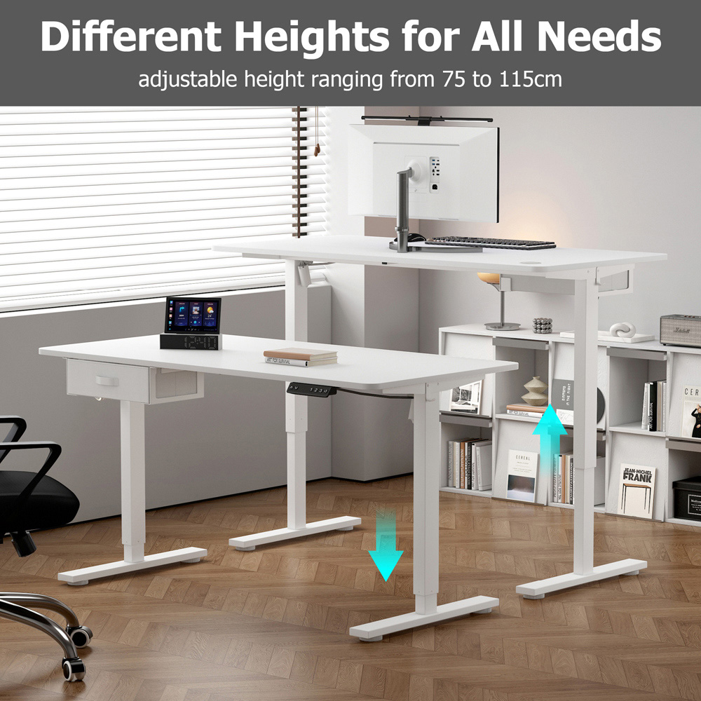 Easton Height Adjustable Electric Computer Desk Brown Image 9
