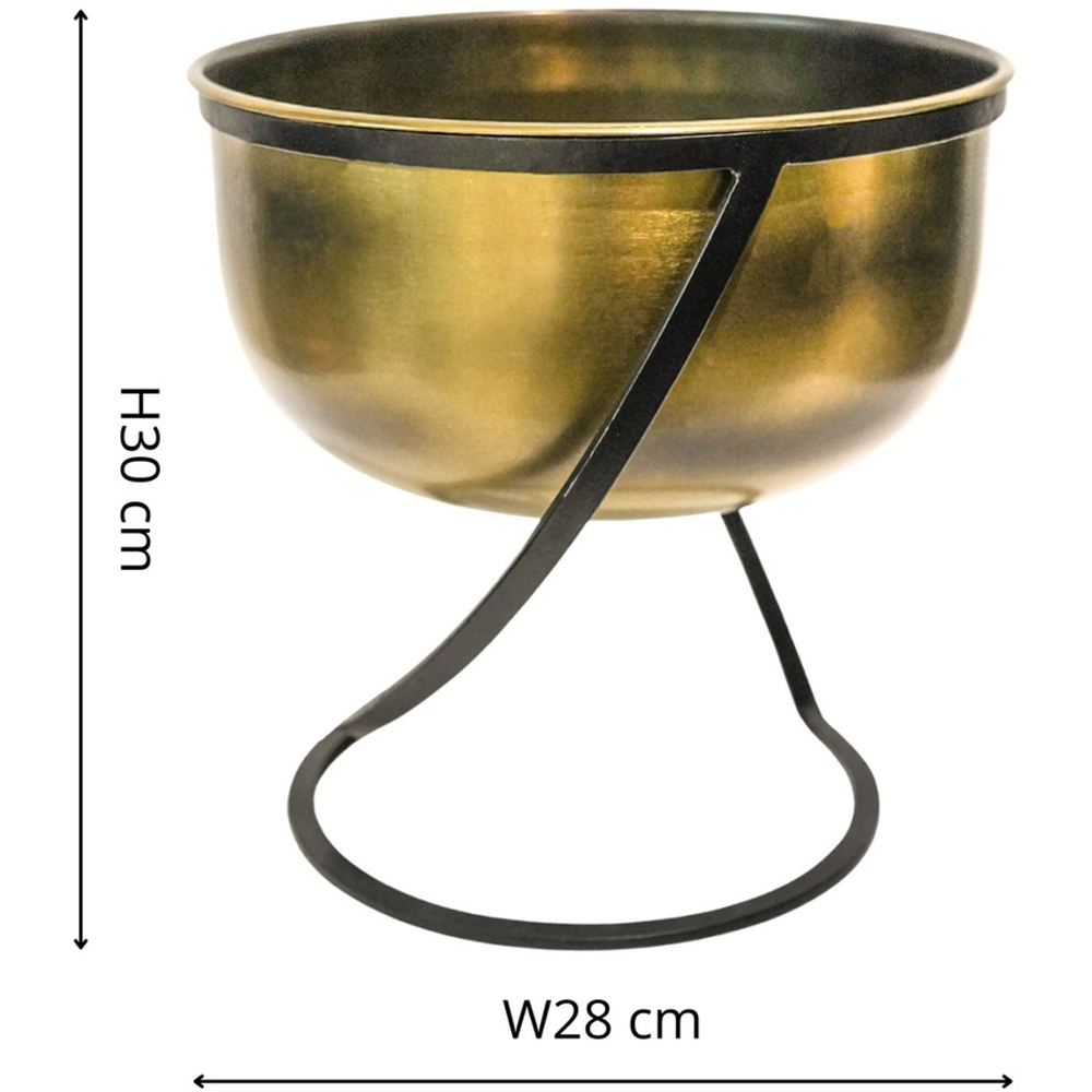 Ivyline Kensington Brass Metal Indoor Round Planter with Stand 28cm Image 4