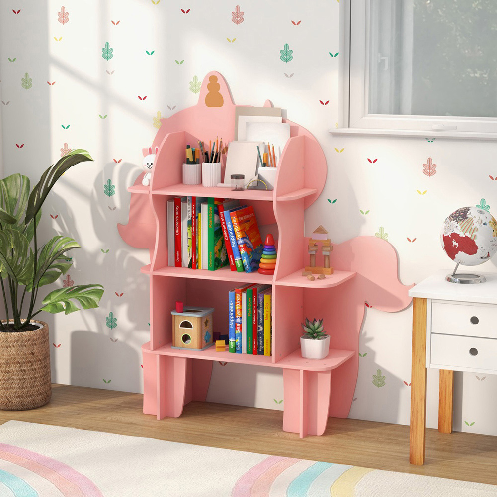 Costway Pink Kids Toy Bookshelf Image 4