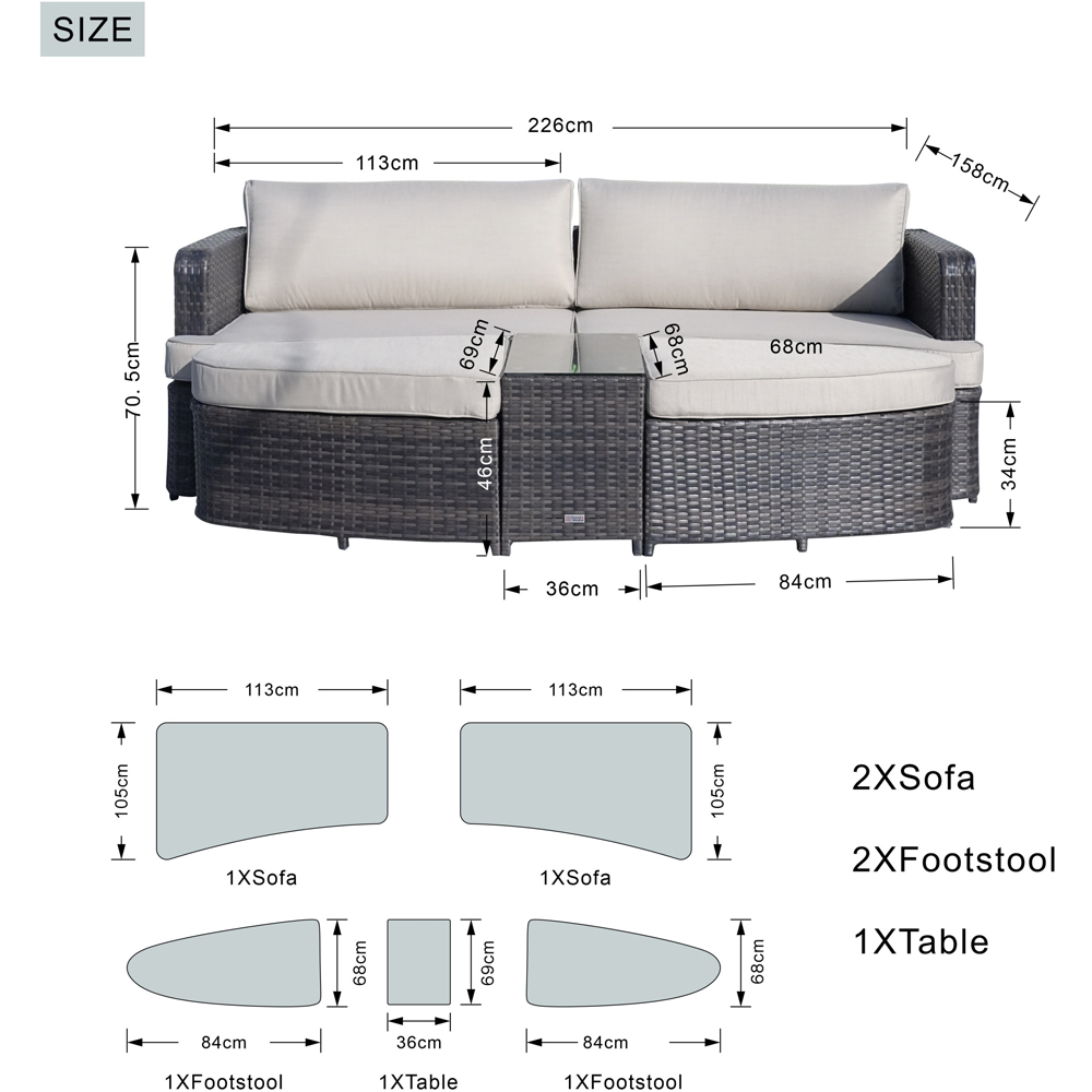 Direct Wicker Brown 2 Seater Rattan Garden Daybed with Coffee Table Image 9