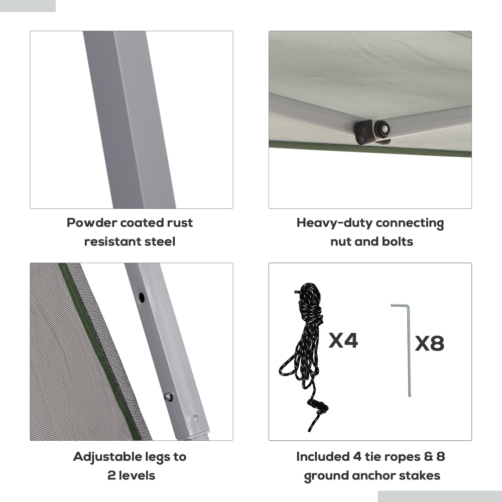 Outsunny 3 x 3m Green Foldable Pop Up Gazebo with Mosquito Netting Image 6