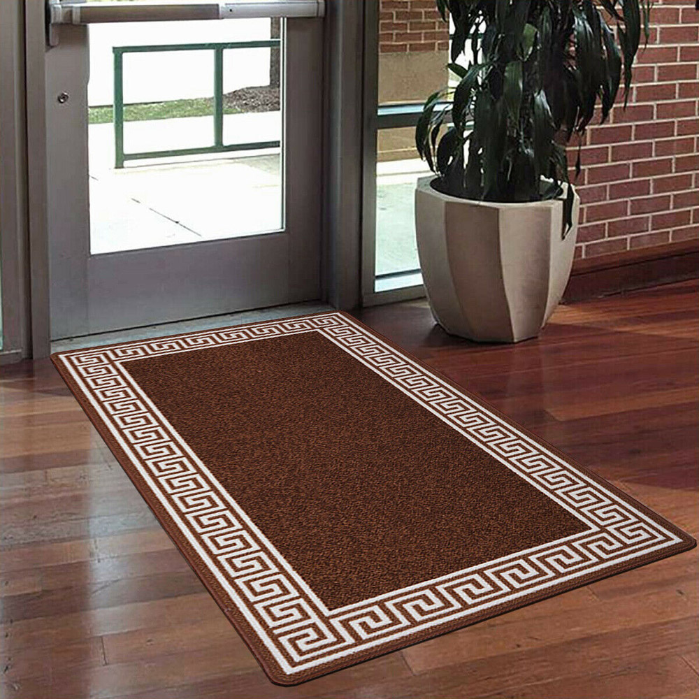 Smart Living Greekey Brown and Cream Gel Back Non-Slip Door Mat 67 x 220cm Image 4