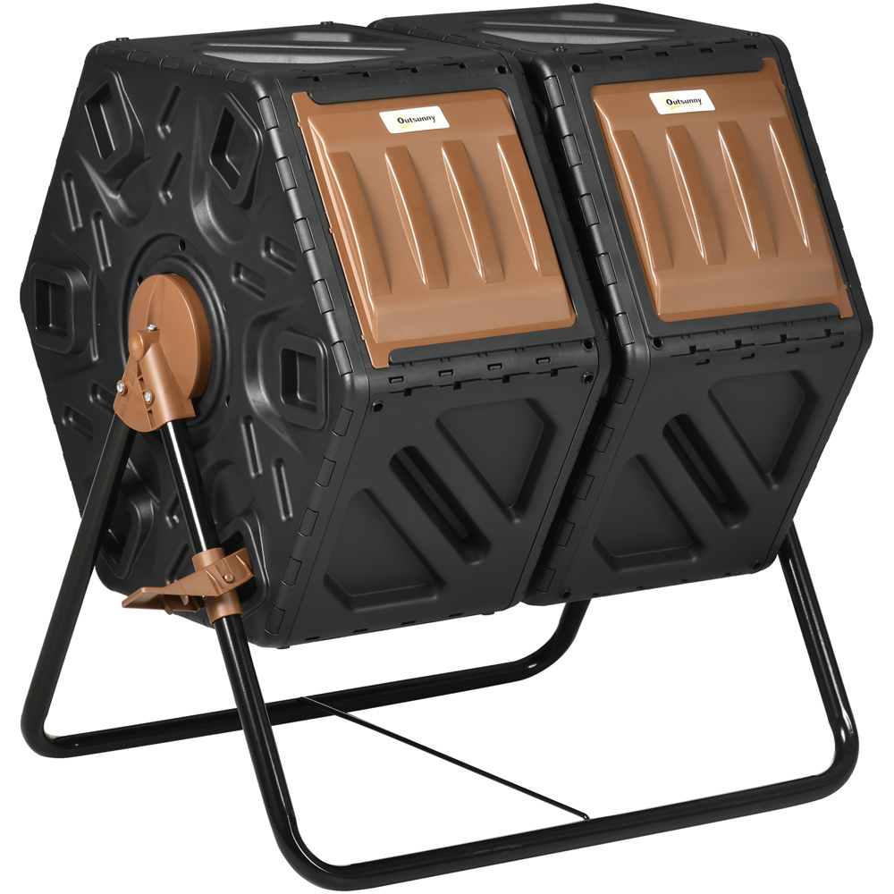 Outsunny Dual Chamber Rotating Compost Bin with Ventilation Hole 130L Image 1