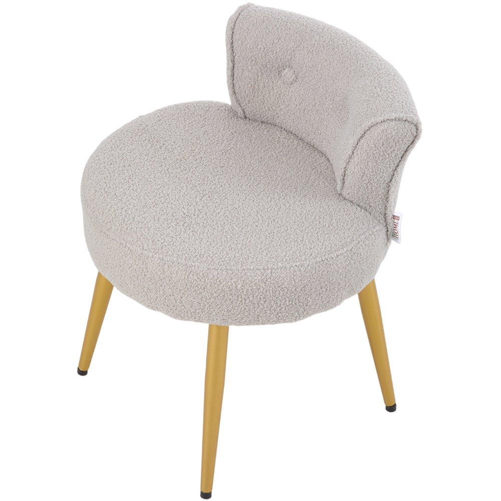 Living and Home Grey Teddy Fleece Button Tufted Vanity Stool Image 2