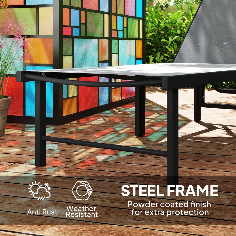 Outsunny Set of 2 Grey 5 Level Adjustable Sun Lounger Image 6