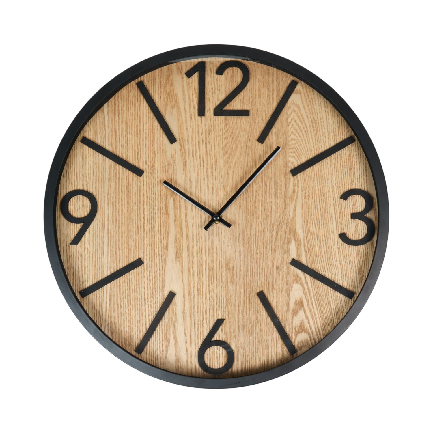Black and Wood Effect Wall Clock Image 2