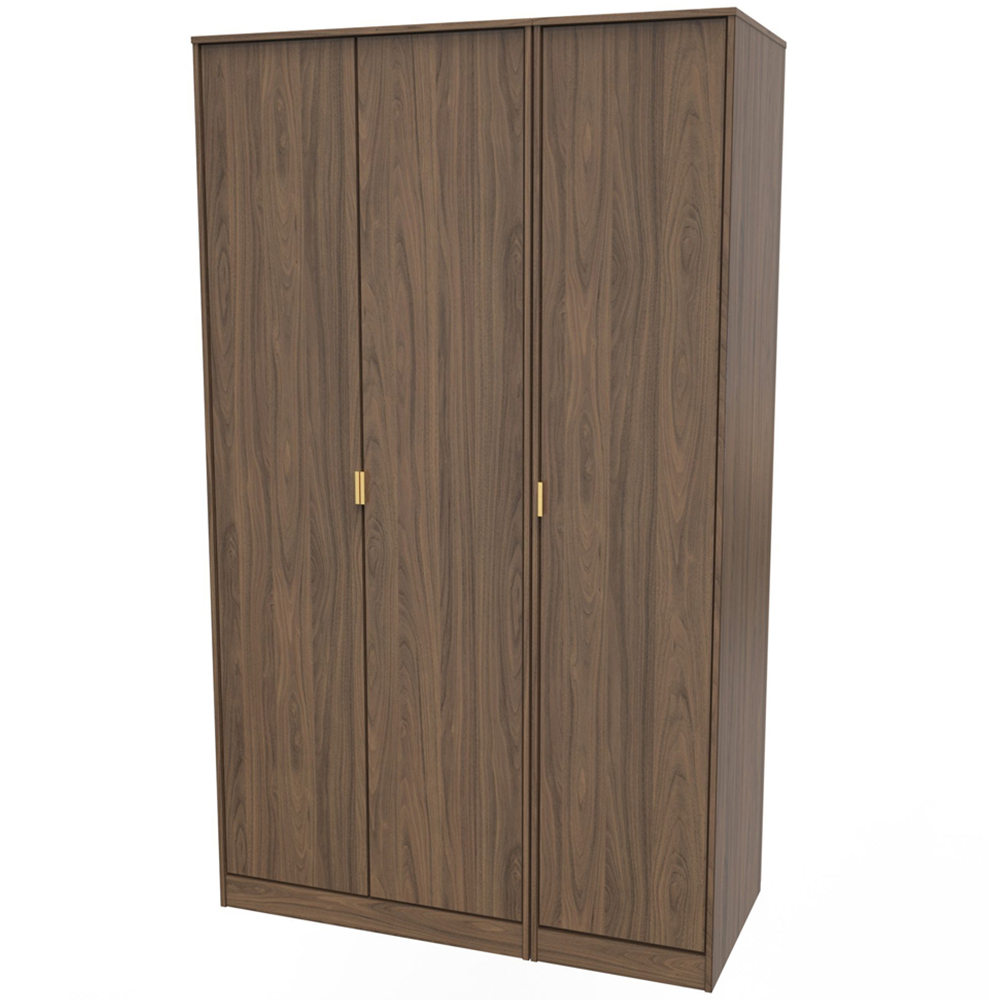 Crowndale Hong Kong 3 Door Carini Walnut Tall Wardrobe Ready Assembled Image 2