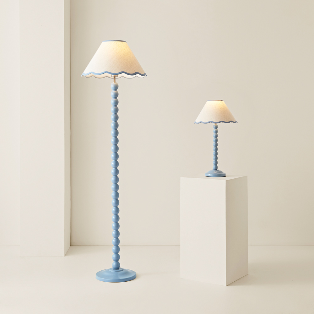 ValueLights Bobbins Blue Scallop Shade Powder Blue LED Floor Lamp Image 7