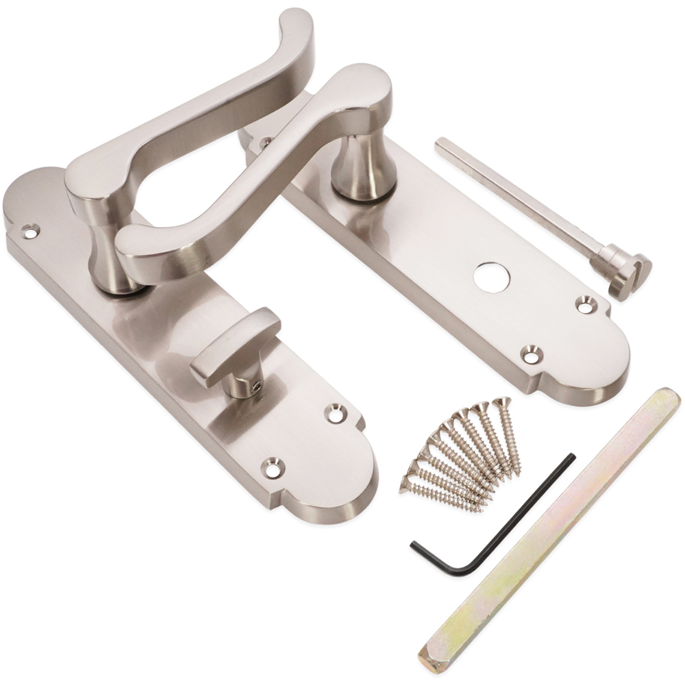 Spira Brass Oakley Satin Nickel Lever on Backplate Bathroom Door Handle 2 Pack Image 3