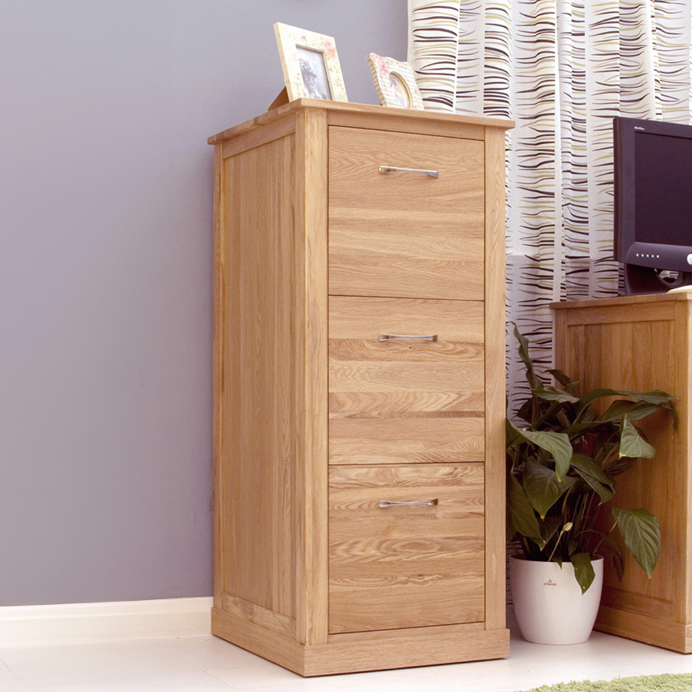 Baumhaus Mobel 3 Drawer Oak Filing Cabinet Image 4