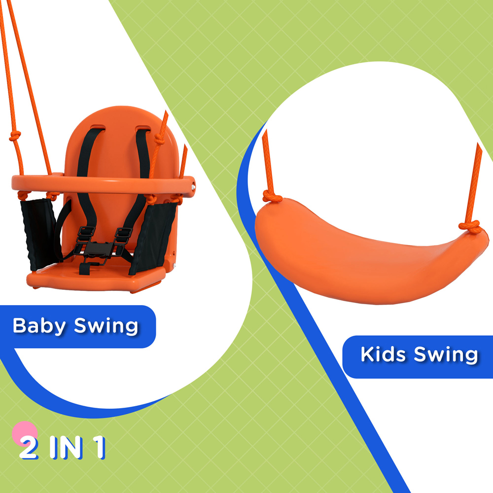 Outsunny Orange and Blue Toddler Garden Swing Set Image 6
