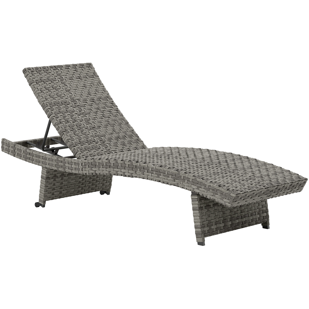 Outsunny Mixed Grey Rattan 4 Position Adjustable Sun Lounger Image 2