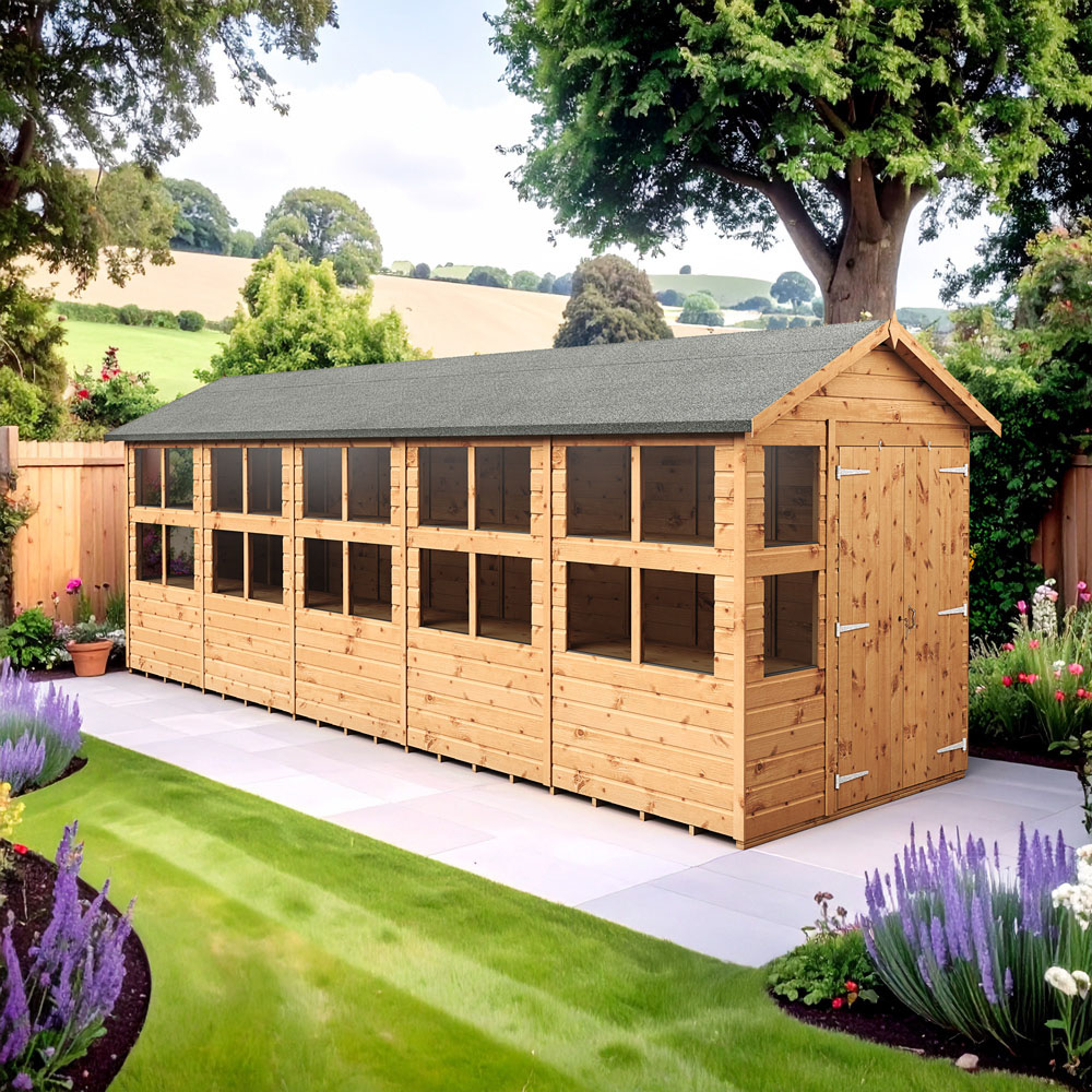 Empire Sheds 6 x 20ft 2 Door Dipped Treated Tongue and Groove Apex Potting Shed Image 2