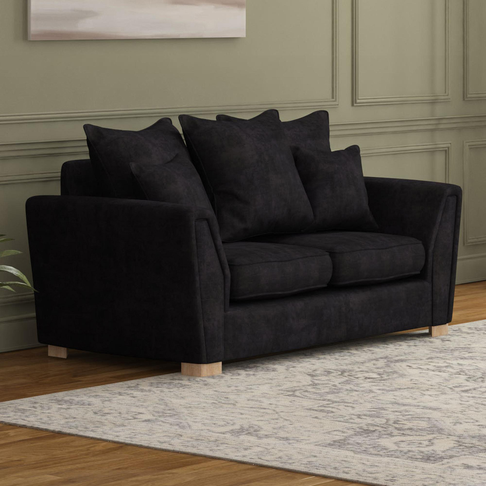 Wendleberry 2 Seater Ebony Plush Velvet Scatter Back Sofa Image 5