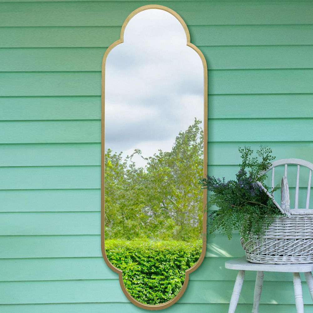 MirrorOutlet The Duplici Gold Metal Double Arched Oval Outdoor Garden Wall Mirror 170 x 59cm Image 2