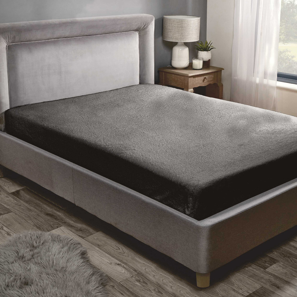 Rapport Home Teddy Single Charcoal Fitted Bed Sheet Image 2