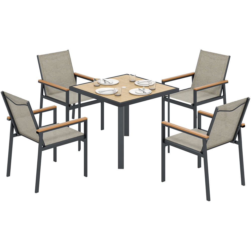 Outsunny 4 Seater Khaki Garden Dining Set Image 2