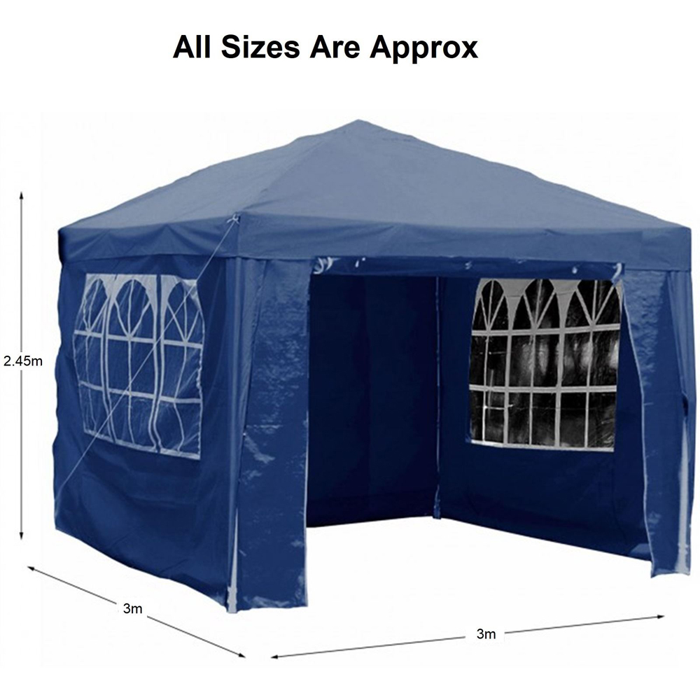 Gr8 Garden 3 x 3m Blue Garden Gazebo with Side Awning Image 3