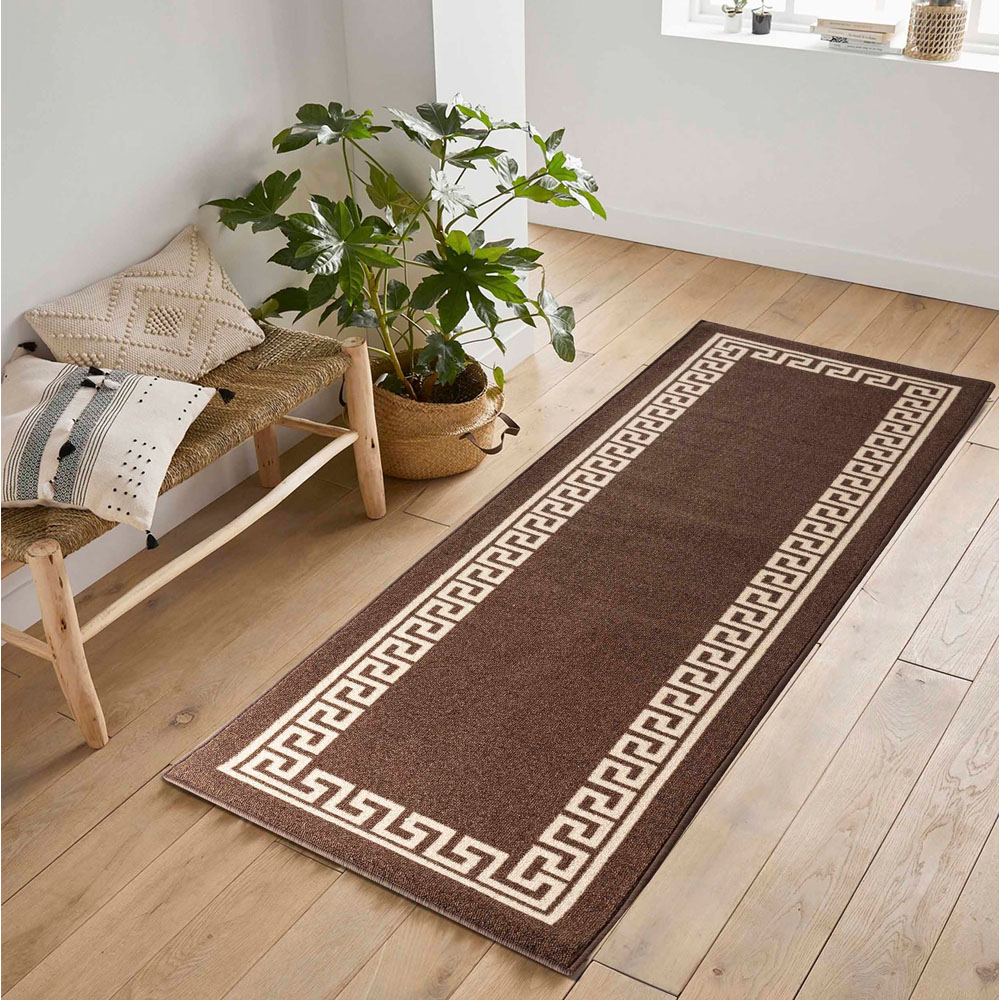 Desire Rugs Havana Brown Greek Key Anti Slip Door Mat 90 x 57cm Image 4