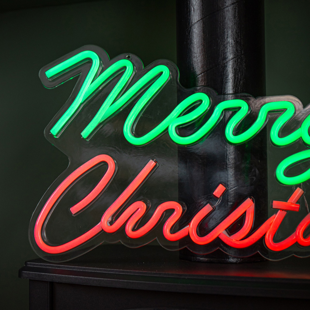Samuel Alexander Green and Red LED Light Up Neon Merry Christmas Decoration Image 6