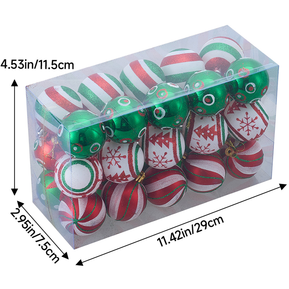 Living and Home Red Green and White Christmas Tree Decoration Ornaments 30 Pack Image 8