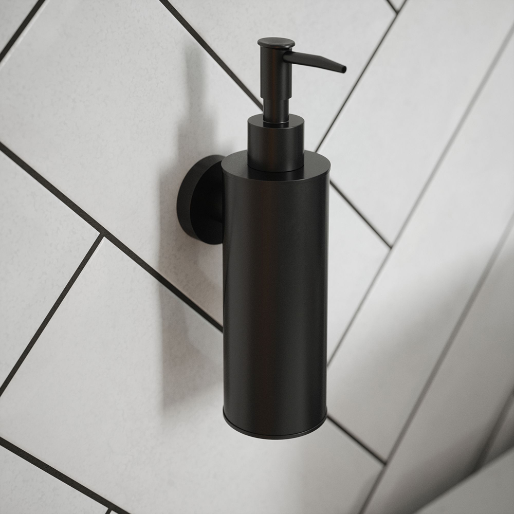 Rothley Matt Black Round Soap Dispenser 180ml Image 2