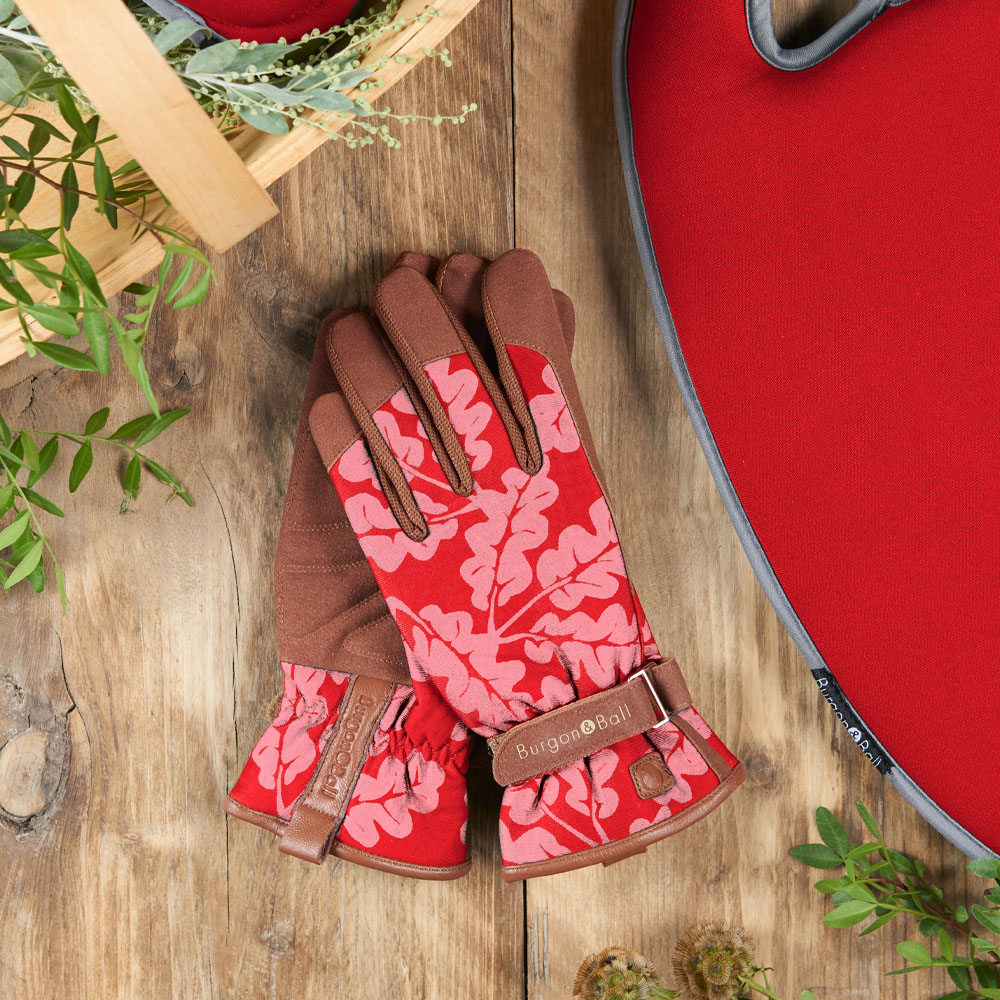 Burgon and Ball Love The Glove Small-Medium Women Oak Leaf Poppy Gardening Gloves Image 2