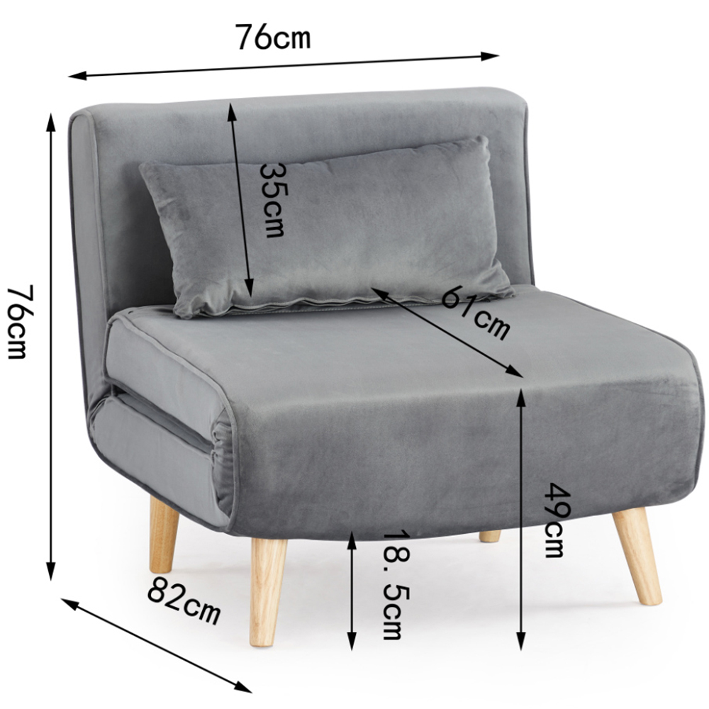 Home Detail Kendal Single Sleeper Grey Velvet Chair Bed Image 8