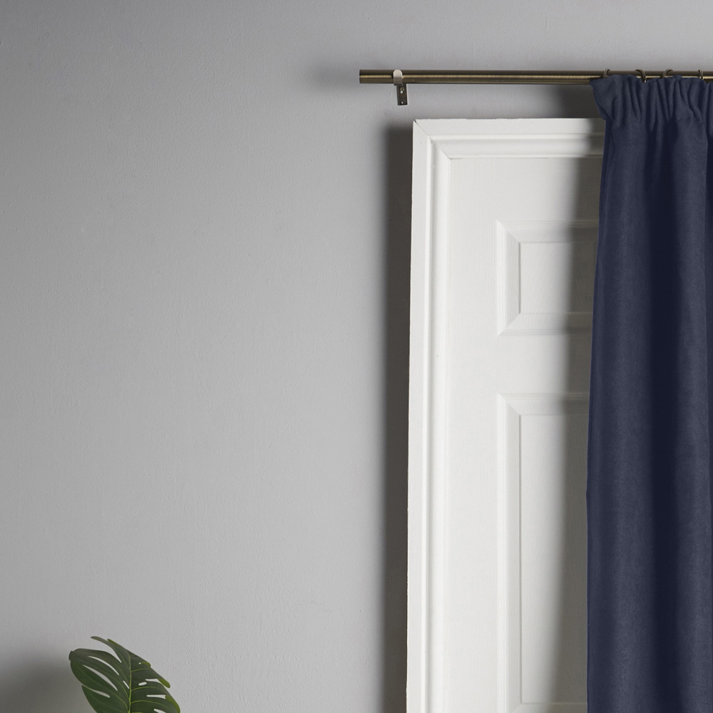 Alan Symonds Navy Velvet Chenille Fleece Lined Pencil Pleat Taped Top Curtains 137 x 213cm Image 8