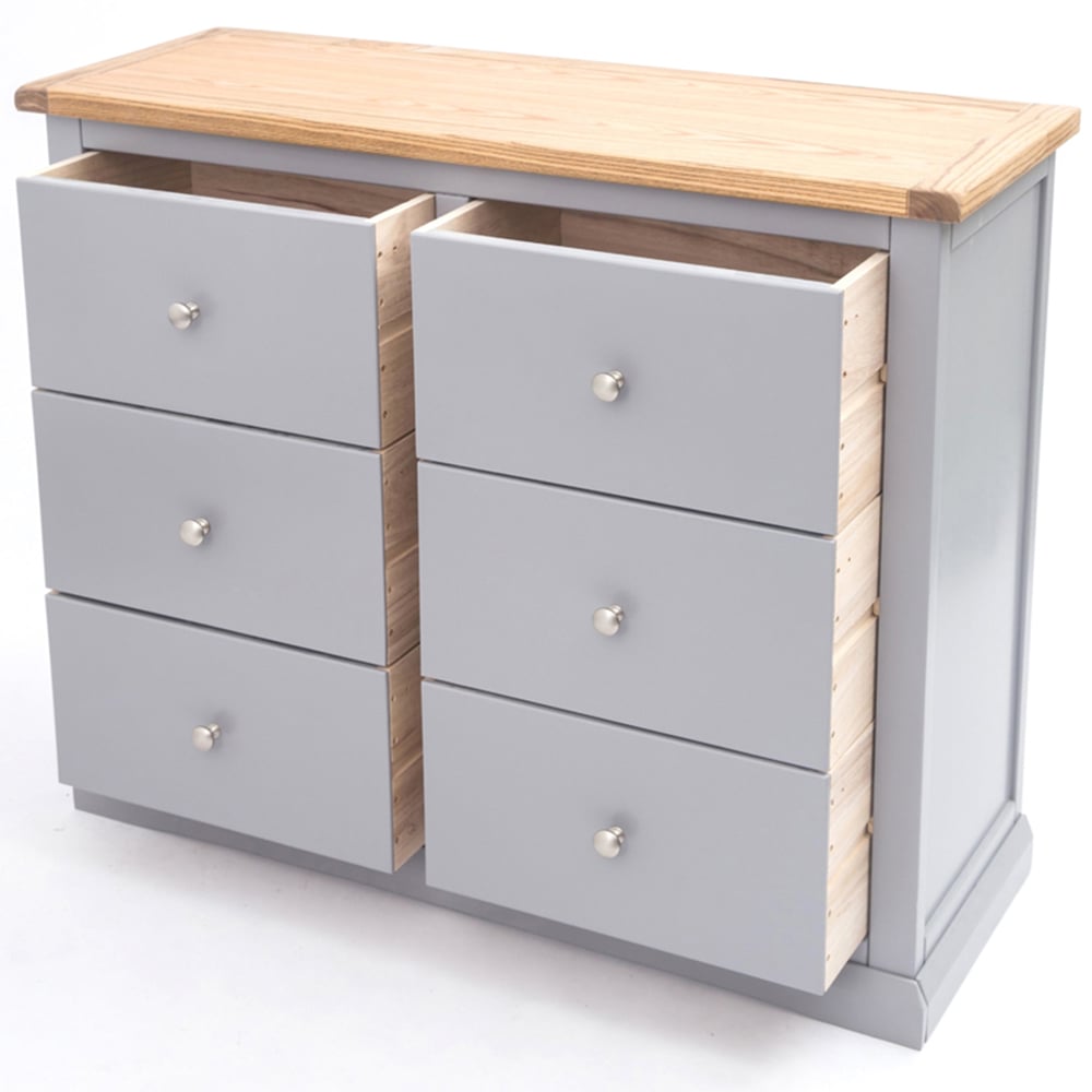 Cabinet Bits Rocca 6 Drawer Grey Chrome Knob Chest of Drawers Image 5