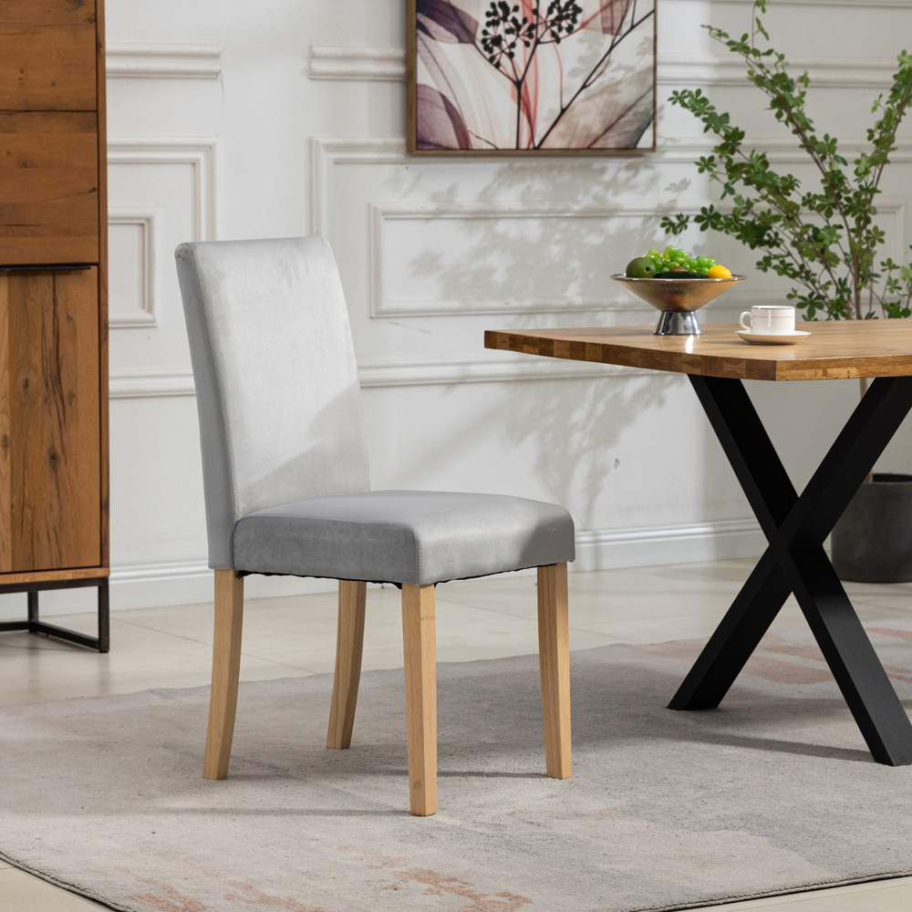 Artemis Home Maiolo Set of 2 Silver Velvet Dining Chair Image 3