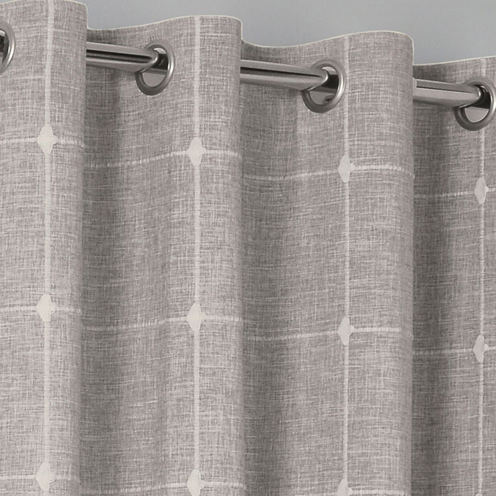Divante Natural Salcombe Linen Check Eyelet Curtains 228 x 228cm Image 2