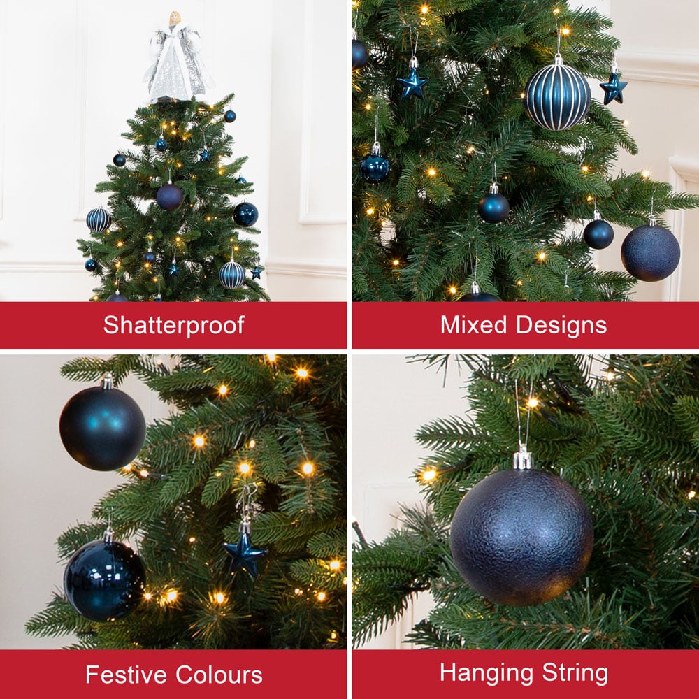 The Christmas Workshop Navy Shatterproof Bauble 50 Pack Image 6
