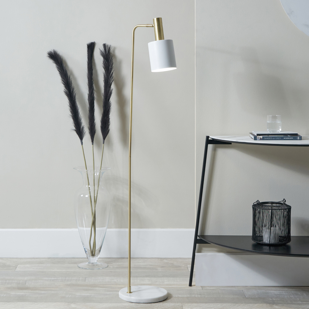 Pacific Lifestyle Biba White and Gold Marble Footed Floor Lamp Image 2