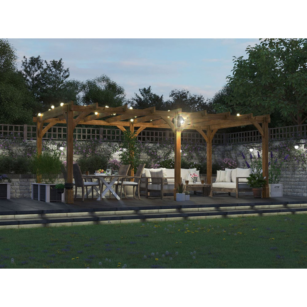 Dunster House Leviathan 6 x 3m Brown Wooden Pergola Plant Frame Image 4