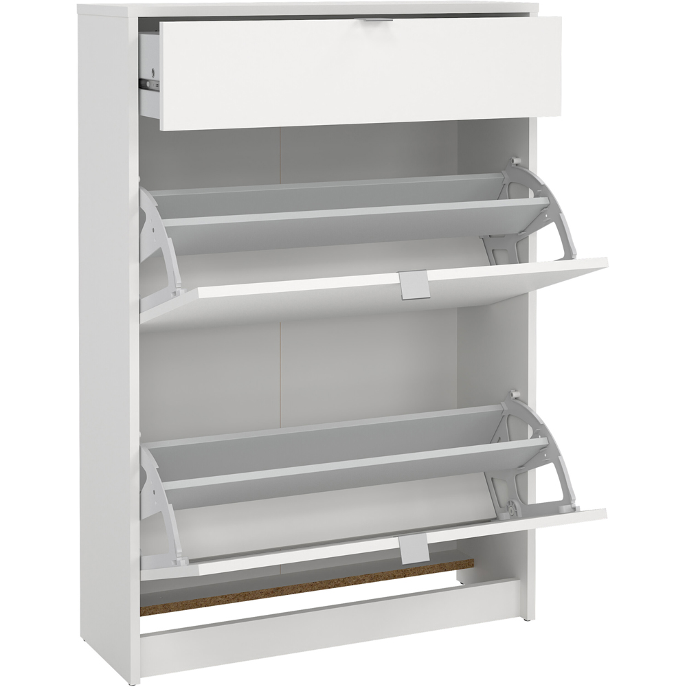 Florence Single Drawer 2 Flip Down Door White Shoes Cabinet Image 5
