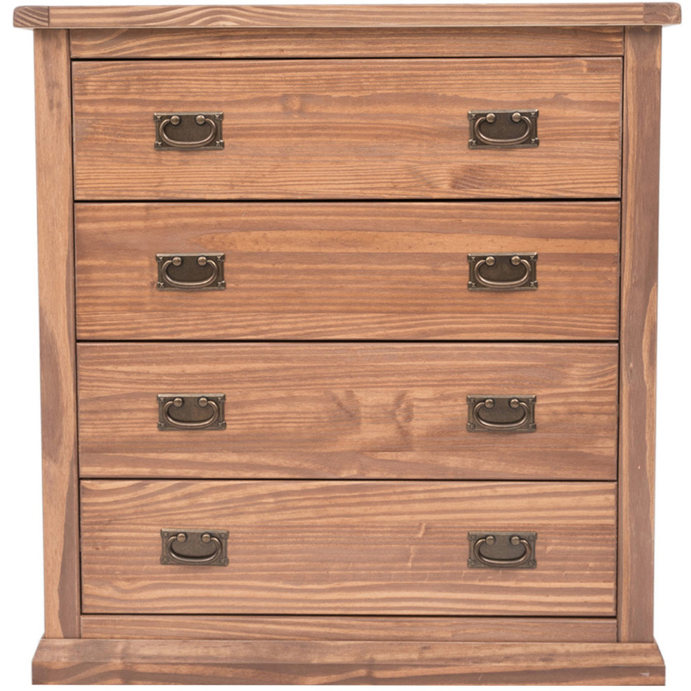 Tirolo 4 Drawer Light Brown Chest of Drawers with Brass Drop Handles Image 3