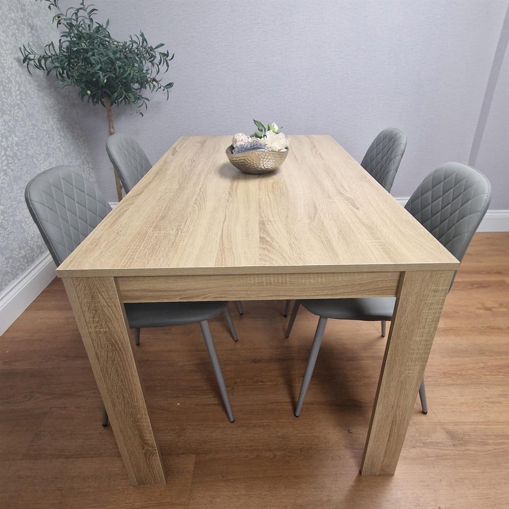 Portland 4 Seater Dining Set Oak Effect and Grey Image 3