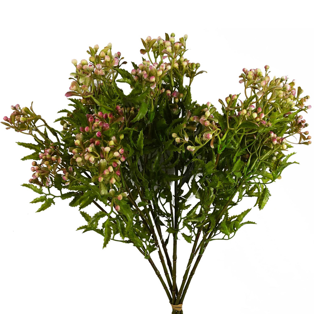 Leaf Artificial Foliage Stem with Pink Berries 55cm 6 Pack Image 3