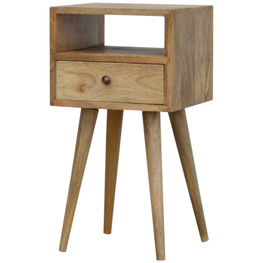 Artisan Furniture Oak-ish Single Drawer Single Shelf Solid Wood Mini Bedside Table Image 3