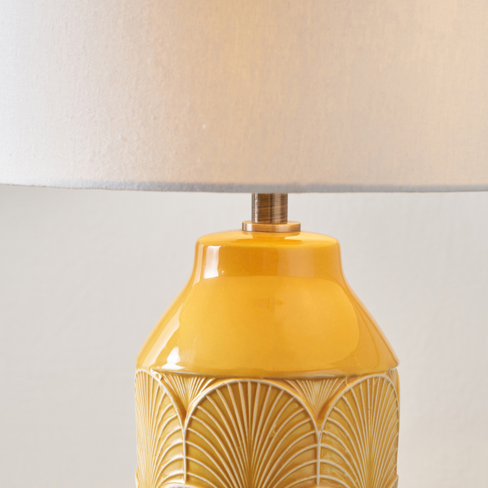 Pacific Lifestyle Bethan Mustard Embossed Ceramic Table Lamp Image 4