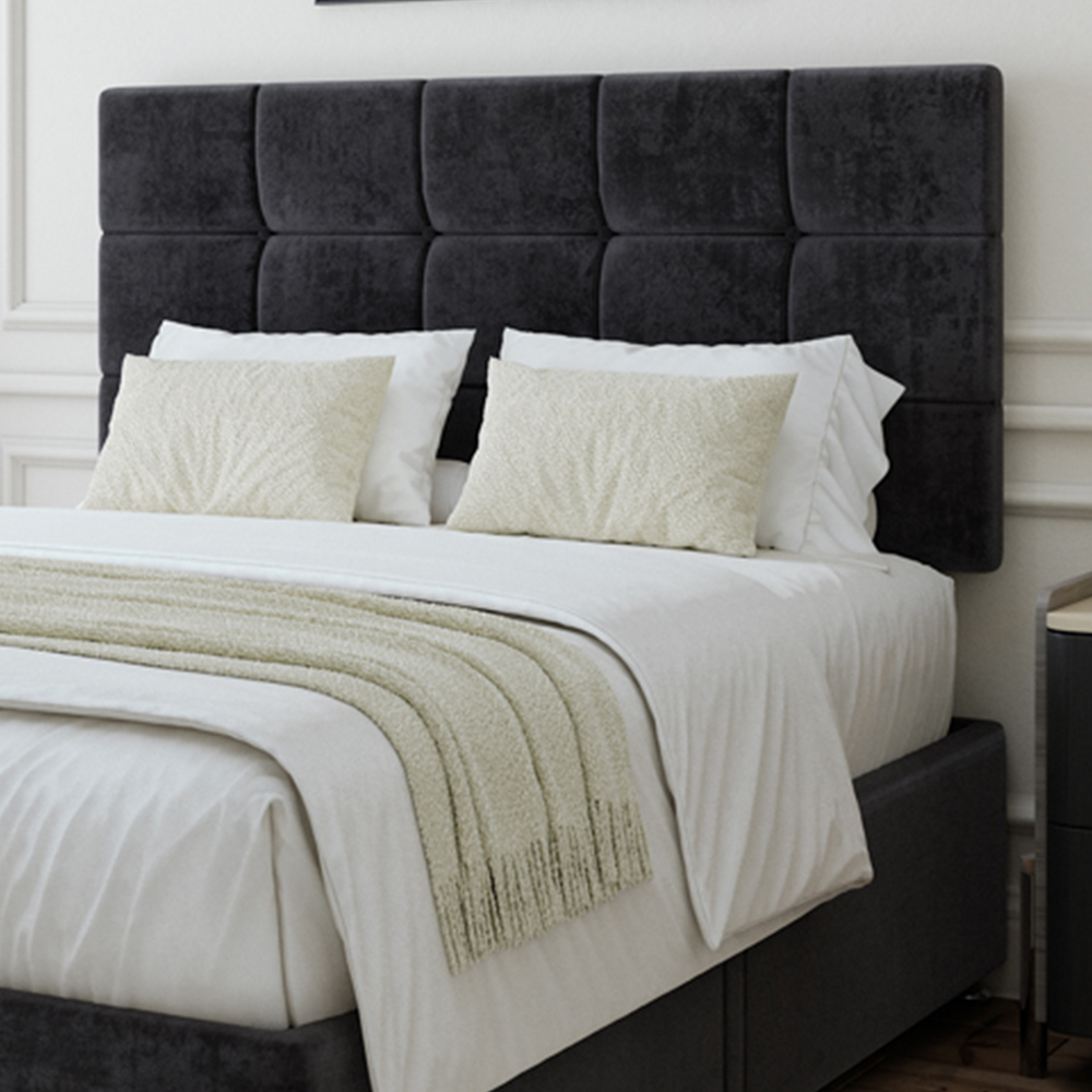 Bedmaster Super King Size Black Naples Velvet 2 Drawer Divan Base with Pearl Headboard Image 2