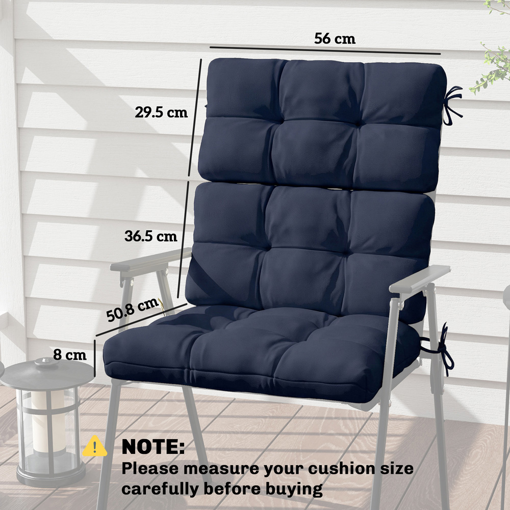 Outsunny Dark Blue Garden Seat Cushion with Backrest 2 Pack Image 9