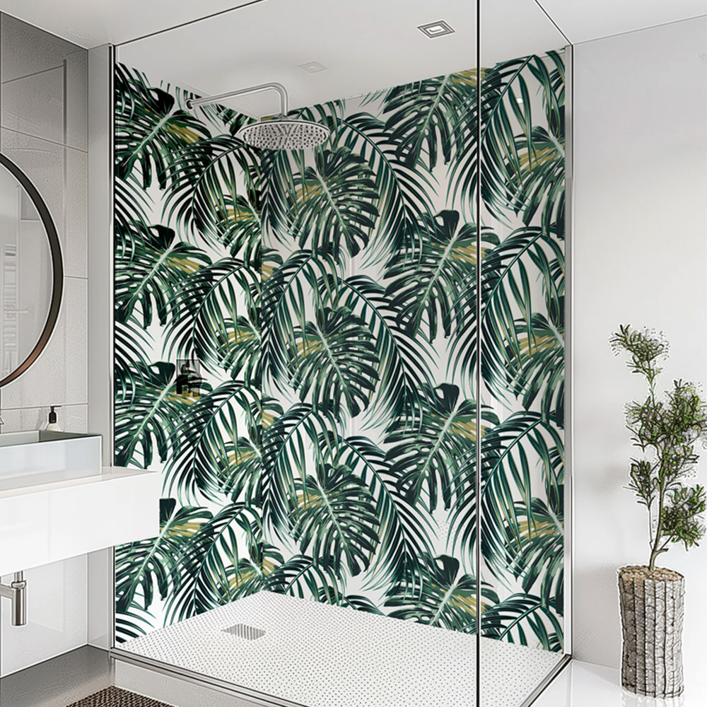 Splashbax Premium Artisan Monstera Leaves Acrylic Bathroom Wall Panel 2400 x 900mm Image 1